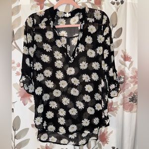 TeenBelle Sheer sunflower tunic blouse